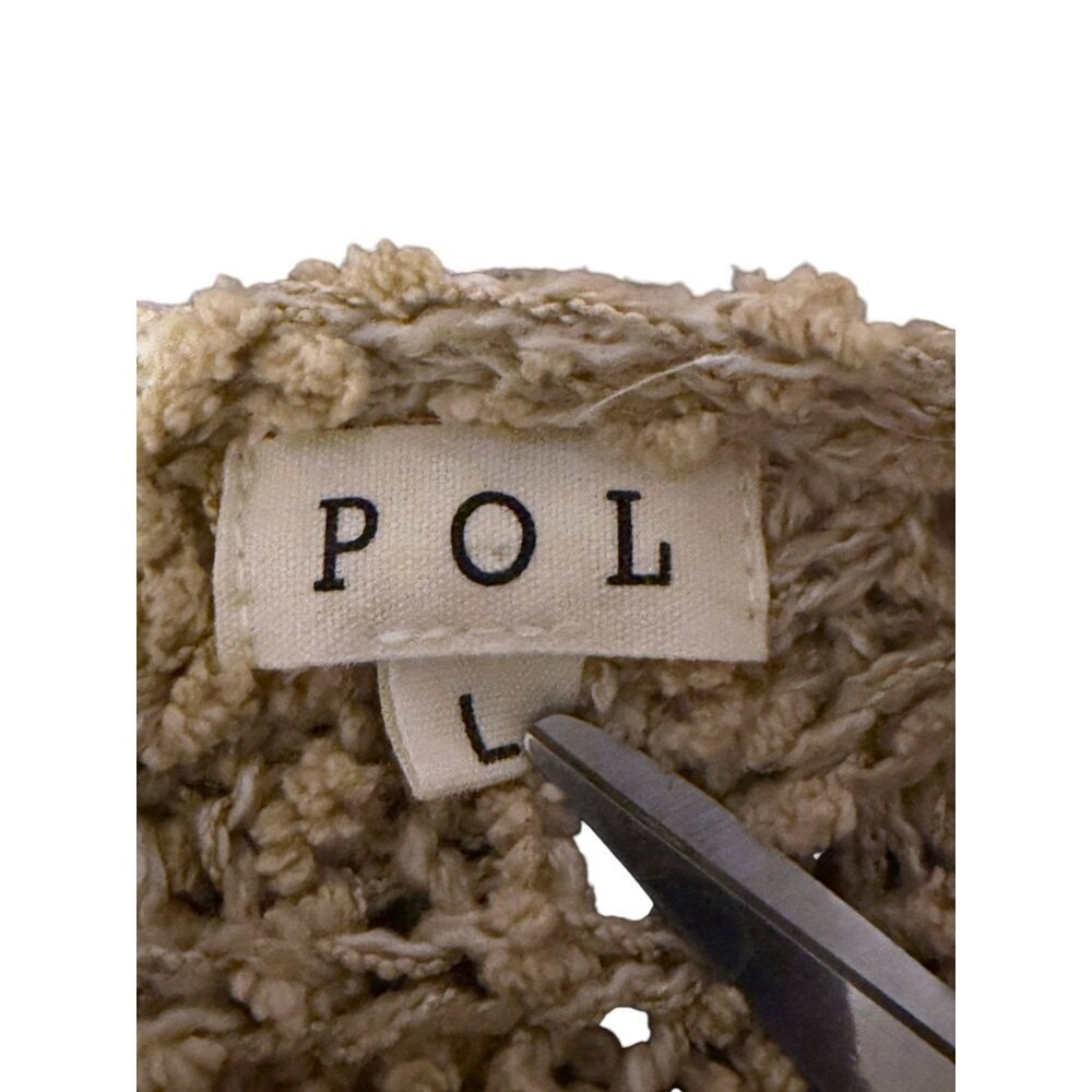 POL Crop Sweater L Boat Neck Oversize Lightweight Open Knit Minimalist Neutral - Picture 6 of 10